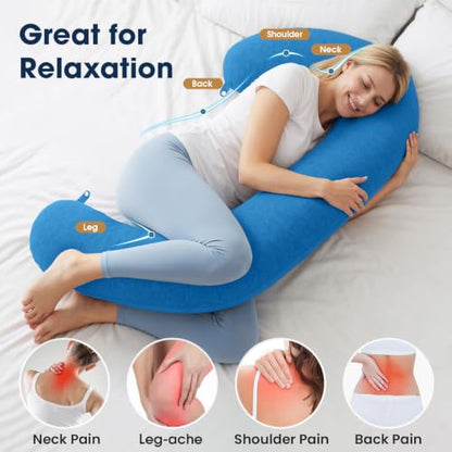 TranquilRelax C Shaped Body Pillow, Light Blue, 47"*10" - color: Light Blue, size: 47*10 in