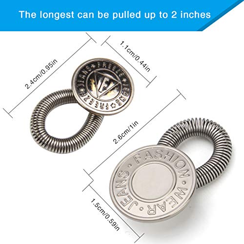 Luxiv 6 Pcs Pants Extender Buttons, No Sew Metal Waistband Expander Set