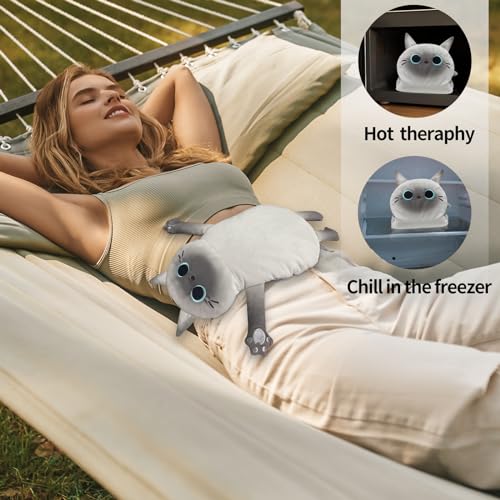 Microwave Heating Pad for Cramps Pain Relief, 22 * 13'' Moist Microwavable Stuffed Animal Period Menstrual Heating Pads for Back, Neck Shoulder and Knee, Big Siamese Cat - size: Large Siamese Cat