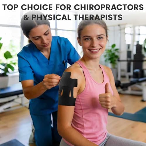 TEAWOO PreCut Kinesiology Tape for Shoulder (Black 20 Pcs) - color: Black