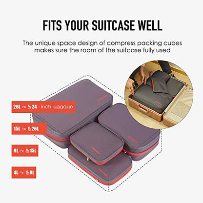 Bee Nesting 9L Compression Packing Cube Travel Organizer - color: Black Red, size: 9 L