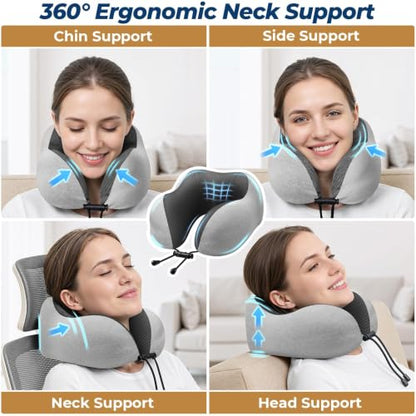 ExploreBliss Travel Pillow, Neck Pillow Airplane, Light Grey - color: Light Grey