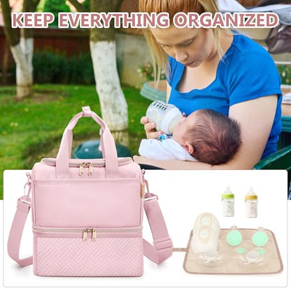 Fasrom Wearable Breast Pump Bag with Breastmilk Cooler Compartment - color: Pink