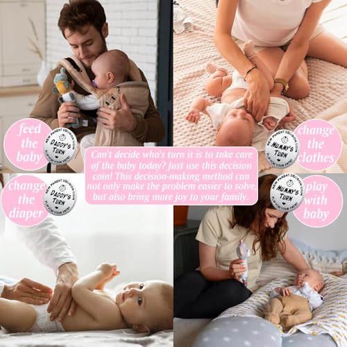 Lovely Double-Sided New Parents Funny Decision Coin with Blessing Card - color: Stylec-silver