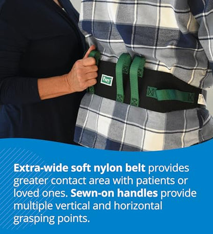 Posey 6537Q Gait Belt, Transfer Belt with Handles, Black and Green, 1 Belt