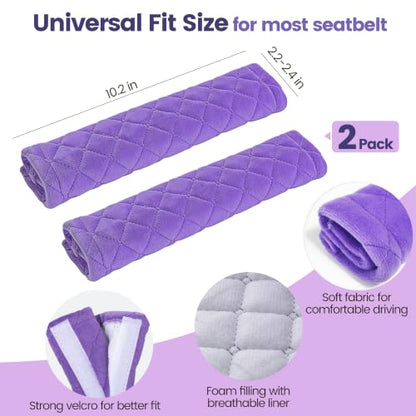 Amooca 2 Pack Seat Belt Covers Soft Shoulder Pad for Cars & Backpack - color: Violet