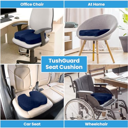 TushGuard Seat Cushion, Memory Foam Office Chair Cushion - Blue, Large - color: Blue, size: Large