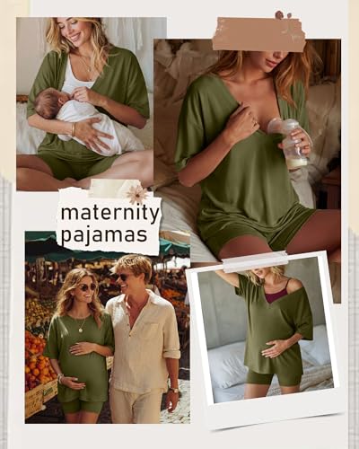 Women's 2 Piece Maternity Oversized Set - color: Olive Green, size: Small