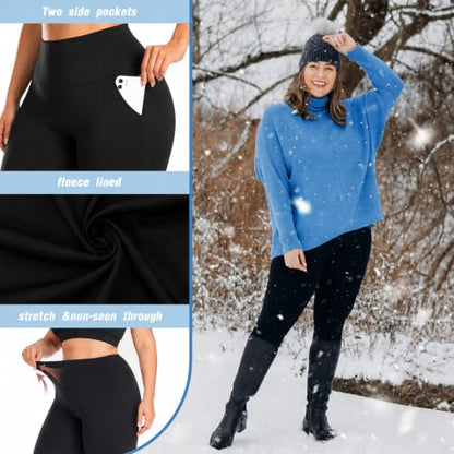 we fleece 3 Pack Plus Size Fleece Lined Leggings for Women - color: Black/Grey/Navy-2, size: X-Large