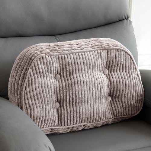 HIGOGOGO Large Lumbar Support Pillow for Recliner Chair/Accent Chair/Couch/Office Chair, Tufted Corduroy Back Support Cushion for Elderly, Recliner Cushions for Back Rest, Pain Relief, Reading, Grey - color: Grey, size: X-Large