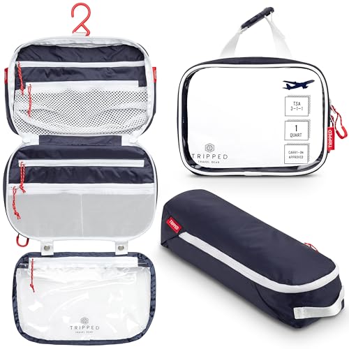 TRIPPED Travel Gear 3-Piece Travel Toiletry Bag Set - color: Navy