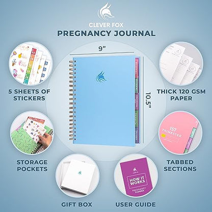 Clever Fox Pregnancy Journal, Expecting First Time Mom Planner Light Blue - color: Light Blue, size: 9" x 10.5" Regular Edition