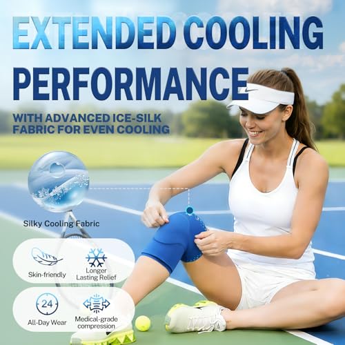 Knee Ice Pack Wrap, Long-Lasting Cold Compression for Knee Pain & Recovery - size: M
