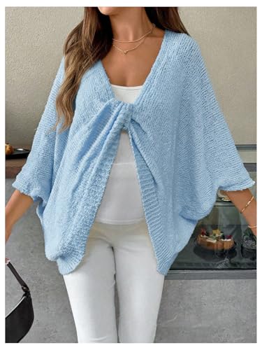 Milumia Women's Maternity Twist Front Sweater Oversized Pregnancy Cardigan - color: Light Blue, size: Medium