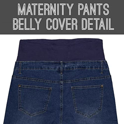 Hybrid & Company Women's Comfy Maternity Shorts - color: Bermuda-darkwash, size: 2X