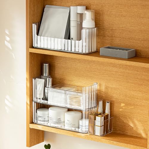 2-Tier Stackable Medicine Cabinet Organizer Shelves, Clear - color: Clear