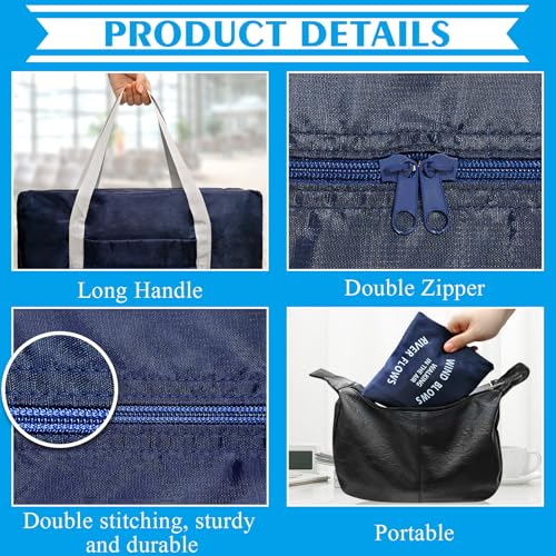 Travel Bag 2PCS Foldable Duffle Tote Weekender Overnight Luggage Bag - color: Red+Blue