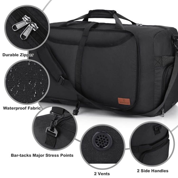 100L Duffle Bag for Travel, Extra Large Foldable Waterproof Duffel Bag - color: Black, size: 100L