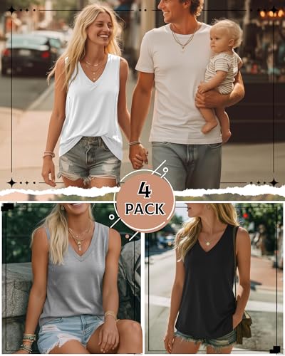 4 Pack Womens Nursing Tank Tops - color: Black, Light Gray, White, Coffee, size: X-Large