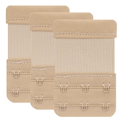 Women's Bra Extenders 4 Hook / 3 Hook / 5 Hook / 2 Hook Soft Comfortable Stretchy Bra Extension Strap - color: Beige, 3 Hook 3/4 Inch