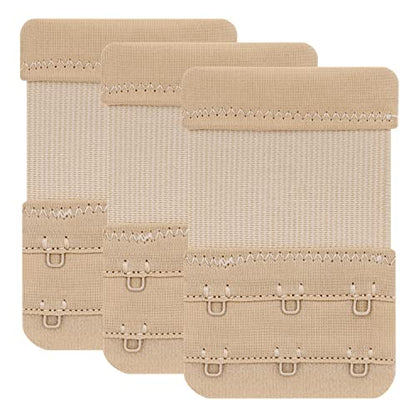 Women's Bra Extenders 4 Hook / 3 Hook / 5 Hook / 2 Hook Soft Comfortable Stretchy Bra Extension Strap - color: Beige, 3 Hook 3/4 Inch