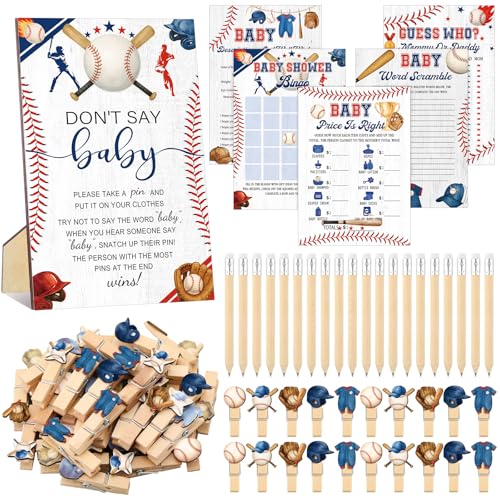 Patelai 321 Pcs Baby Shower Games Supplies, Baseball - style: Baseball