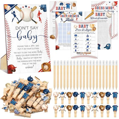 Patelai 321 Pcs Baby Shower Games Supplies, Baseball - style: Baseball