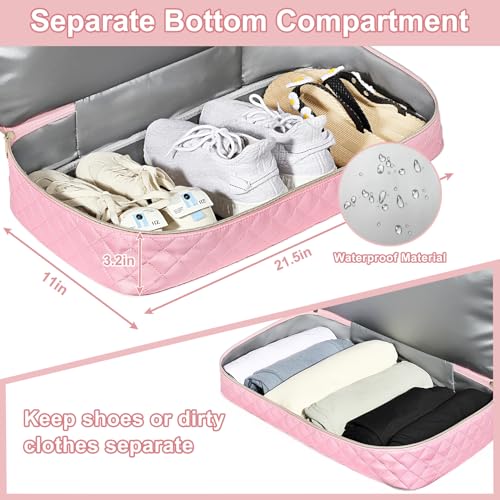 Graduation Gift for Her, Quilted Initial Travel Bag with Shoe Compartment - color: Pink, style: C