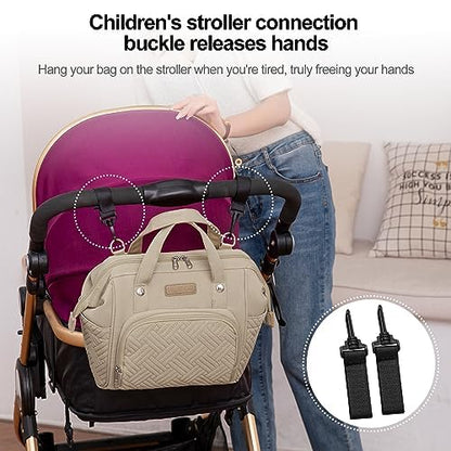 FHELAD HELAD Small Diaper Bag Backpack, 4 in 1 Mini Baby Bag for Short Trip - color: Apricot