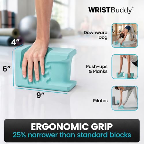 WRISTBuddy® Yoga Blocks 2 Pack, High Density Non-Slip, Hand-Shaped Design - color: Aqua