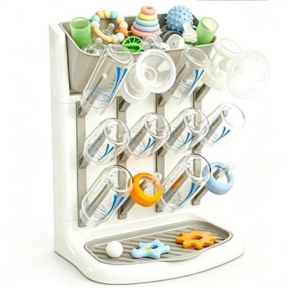 GoMaihe Baby Bottle Drying Rack: Space Saving Vertical Bottle Dryer Holder - color: Beige, size: Upgraded
