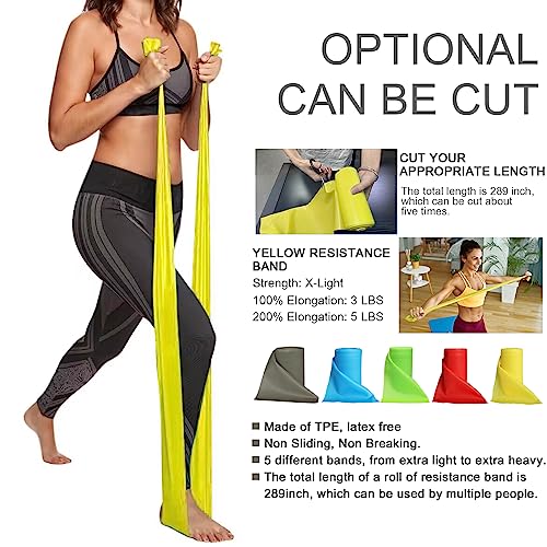 8-Yard Latex-Free Resistance Band Roll for Physical Therapy and Exercise - color: Yellow - X-Light