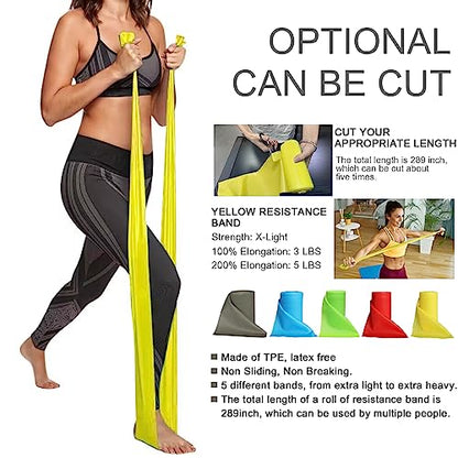 8-Yard Latex-Free Resistance Band Roll for Physical Therapy and Exercise - color: Yellow - X-Light