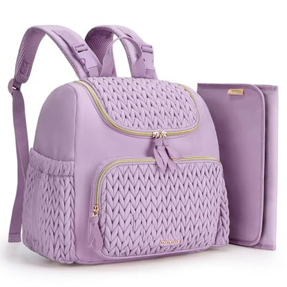 mommore Diaper Bag Backpack, Stylish Mini Travel Bag with Changing Pad - color: Purple, size: Small