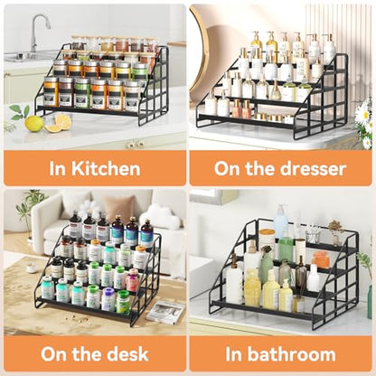 Bunoxea 4 Tier Adjustable Spice Rack for Cabinet & Countertop, Black 2Pack - size: 2 Pack