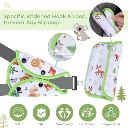 COOLBEBE Kids Seat Straps Cover Pad, Forest Animals - color: White Zoo