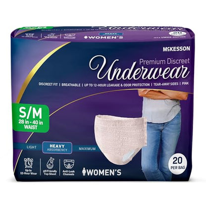 McKesson Discreet Underwear for Women, Adult, Small/Medium, Heavy, 40 in - size: Small/Medium