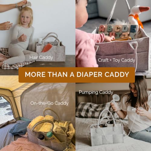Parker Baby Co. Felt Diaper Caddy Organizer - Large, Gray - color: Gray (Heathered Gray), size: Large