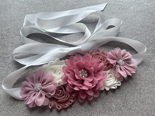 Wedding flowers sash belt Pregnancy sash maternity sashes - color: Dusty Pink