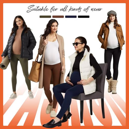 Happy.angel Women's Thick Fleece Lined Maternity Leggings with Pockets - color: Army Green, size: Small