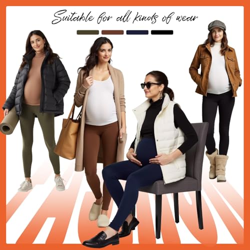 Happy.angel Women's Thick Fleece Lined Maternity Leggings with Pockets - color: Coffee, size: Small
