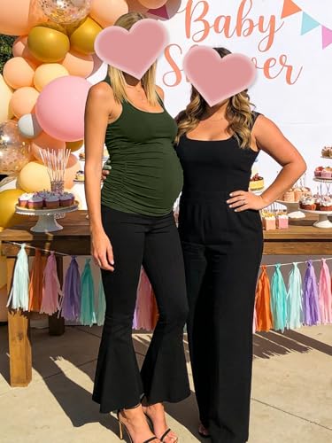 PARNIXS Summer Women's Maternity Tank Top Comfy Sleeveless Maternity Clothes - color: Black/Army Green/White, size: Large