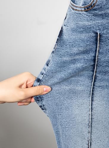 BLENCOT Maternity Jeans Over Belly Straight Leg Denim Pants with Pockets - color: Sail Blue, size: Medium