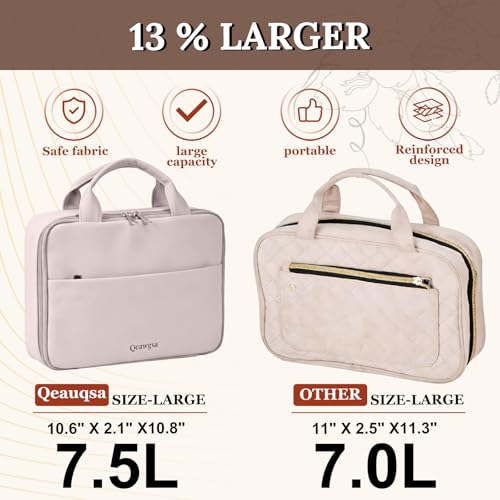 Makeup Bag Hanging Toiletry Bag for Women with Leakproof Compartments - color: Pink