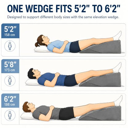 Leg Elevation Pillow for After Surgery, Firm Foam Knee Wedge, Single Leg - color: Darkgray