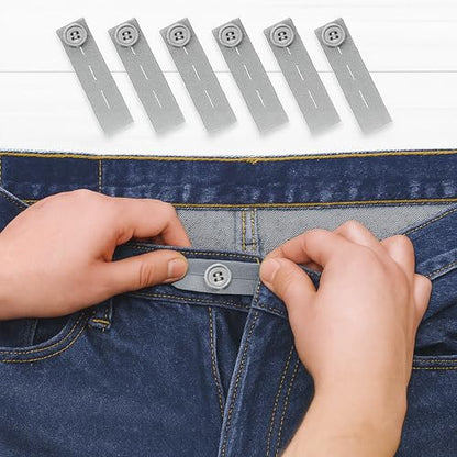 Mandala Crafts Light Gray Elastic Waist Button Extender for Pants Waistband - color: Light Gray, size: Stretchy 3.5 Inches