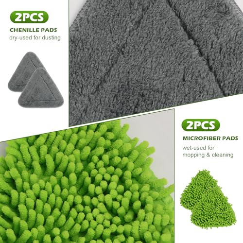 RONSUNG Wall Cleaner Mop, 82-Inch Handle, Baseboard Cleaner Tool, 4 Pads - color: Green, size: 4 Pads