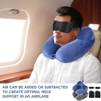 Sintuff 2 Pack Inflatable Travel Neck Pillow for Airplanes - color: Gray and Blue