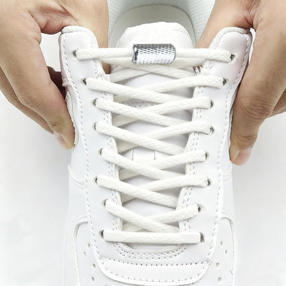 No Tie Elastic Shoelaces, Adjustable Tieless Shoe Laces for Sneakers, Boots | One Size Fits All Kids, Adults - color: White