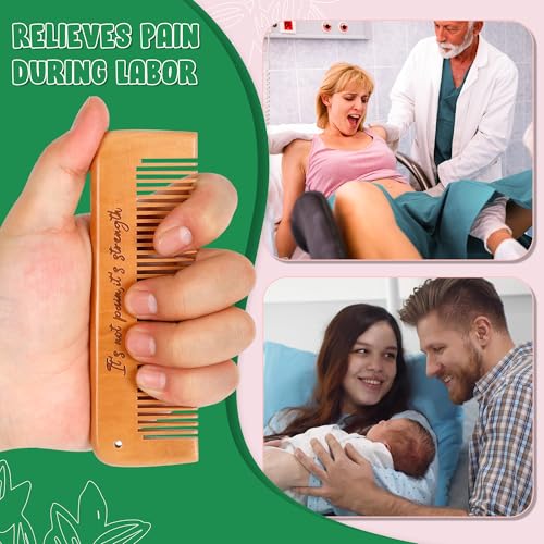 Arrozon Rectangular Labor Comb - Birthing and Delivery Essential for Pregnancy, Wooden Birth Gift for New Moms - style: Rectangular (for small hands)